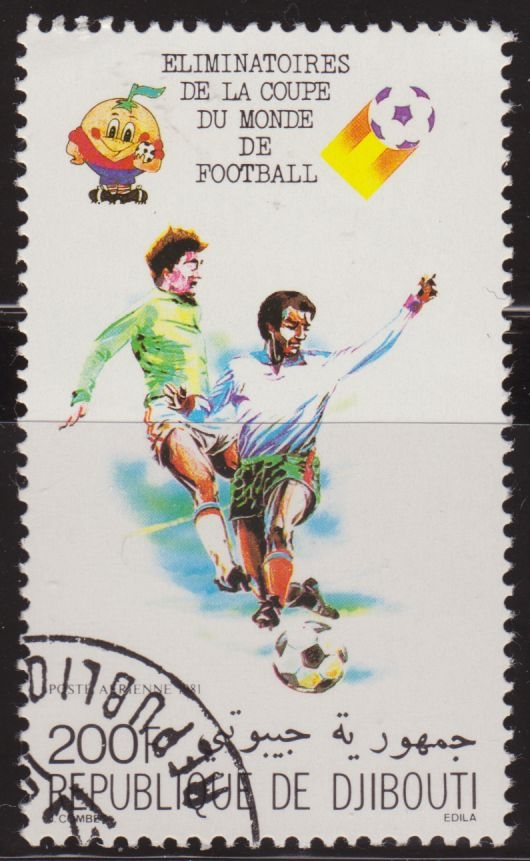 Djibouti 1981 Scott C142 Sello * Futbol Coupe du Monde World Cup Soccer España Naranjito 200F Correo Aereo